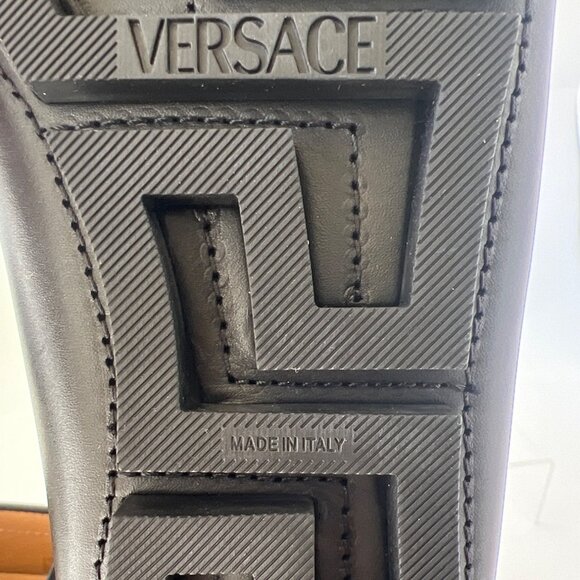 Versace Driver Medusa Shoes Vitello Black Leather Women Flats Size IT40 US10 - Picture 10 of 15